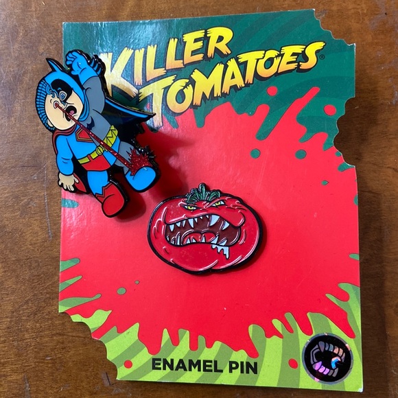 Dolls Kill Accessories - Garbage Pail Kids Enamel Pin and Killer Tomatoes Pin